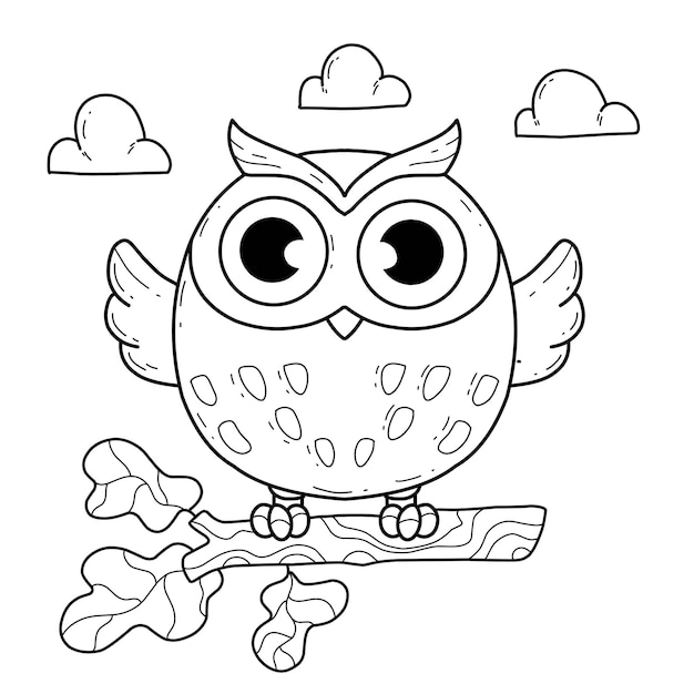Dieren kleurboek alfabet geïsoleerd op witte achtergrond Vector cartoon uil