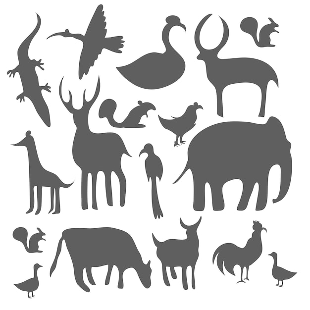 Dieren silhouet bundel set vector