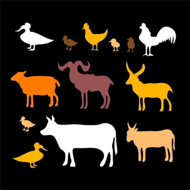 Dieren silhouet bundel set vector