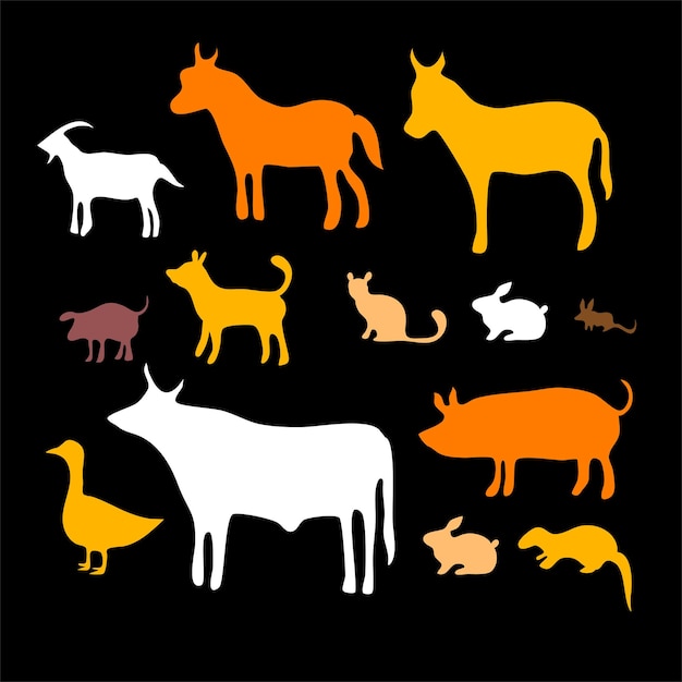 Dieren silhouet bundel set vector