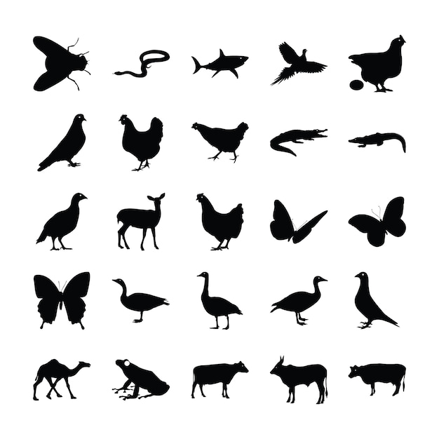 Dieren silhouet pictogrammen