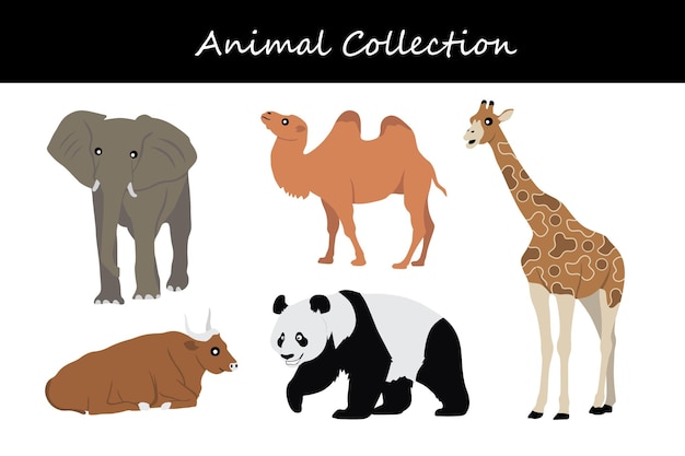 Dieren verzameling geïsoleerd op witte achtergrond Platte stijl vector illustratie