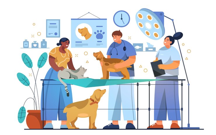 Vector dierenarts of veterinaire kliniek illustratie vector huisdier