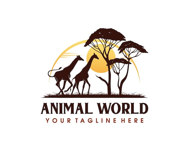 Dierenbehoud Logo ontwerp. Wildlife Safari Logo ontwerp inspiratie