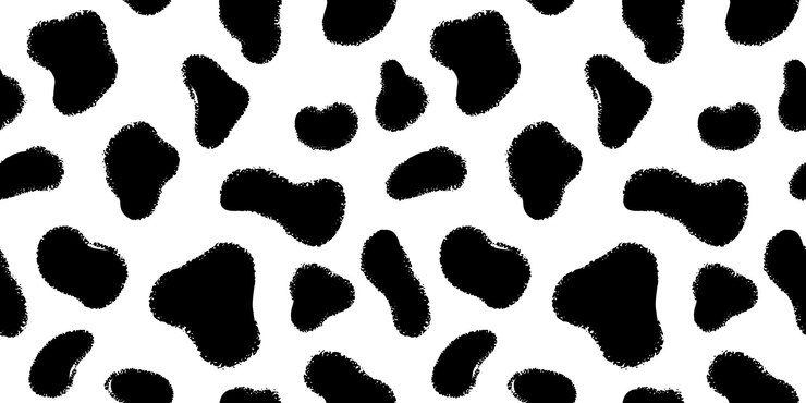 Dierenhuid met zwarte inkt hand getekende vlekken naadloze patroon textuur bont hond dalmatiër of koe