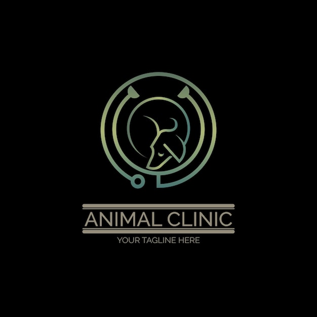 dierenkliniek hond stethoscoop lijnstijl luxe logo sjabloonontwerp voor merk of bedrijf en andere