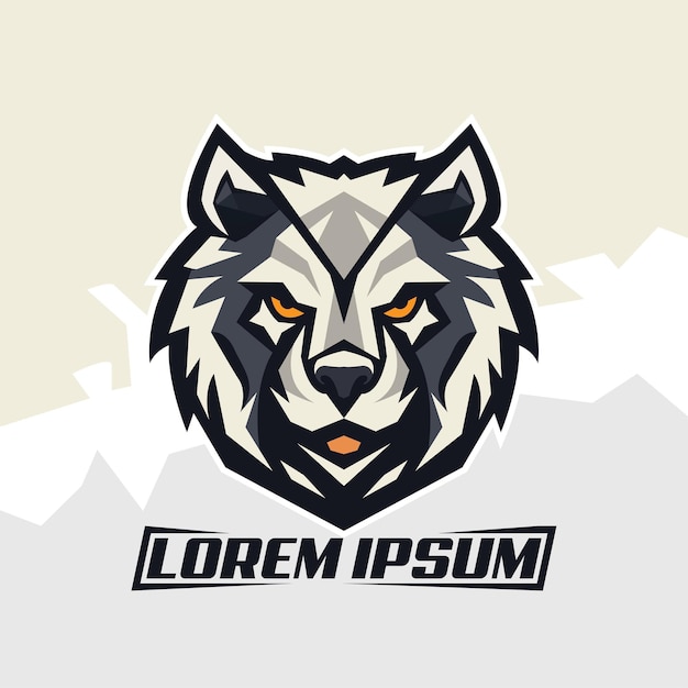 Dierenkop logo esport ontwerp wolf e sport ontwerp beer hoofd logo illustratie concept wolven icoon