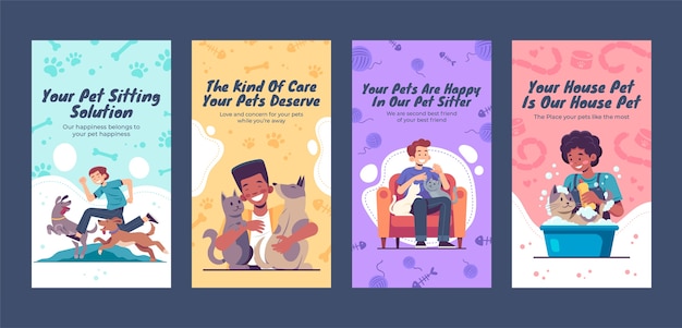 Dierenoppasservice plat ontwerp instagram verhalencollectie