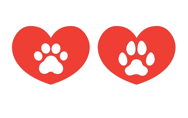 Dierenpoot Print met liefdeshart hond en kat poot in hartvorm