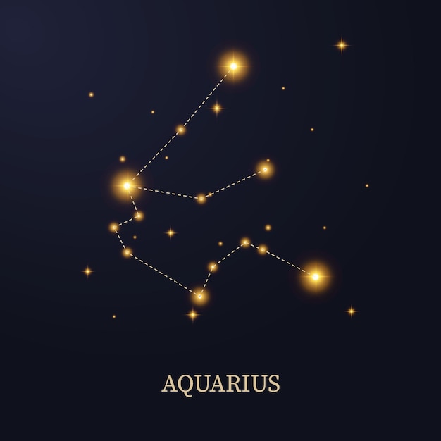 Dierenriem, sterrenbeeld Waterman op een donkere achtergrond met sterren vectorillustratie