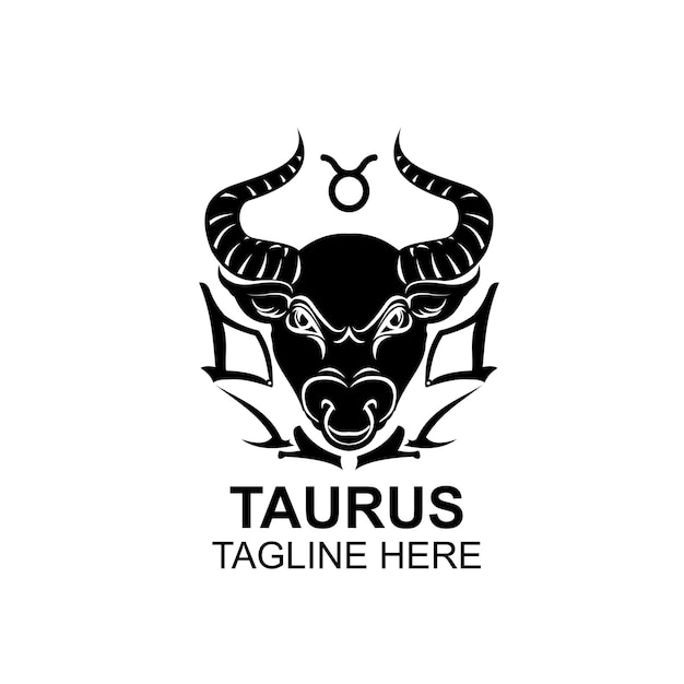 Dierenriem taurus horoscoop astrologie logo vector in zwart-wit silhouet modern design Elegant symbool en esthetische pictogrammalplaatje