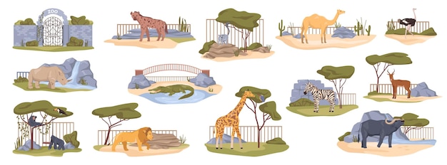 Vector dierentuin of natuurreservaat met afrikaanse dieren