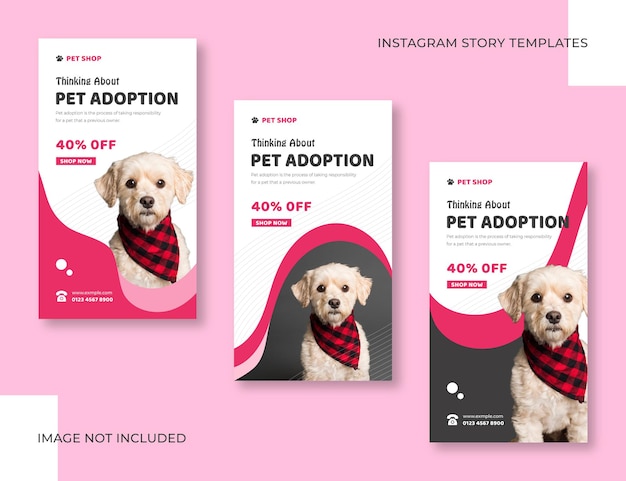 Vector dierenverkoop instagram verhaal decorontwerp huisdier adoptie verkoop instagram banner