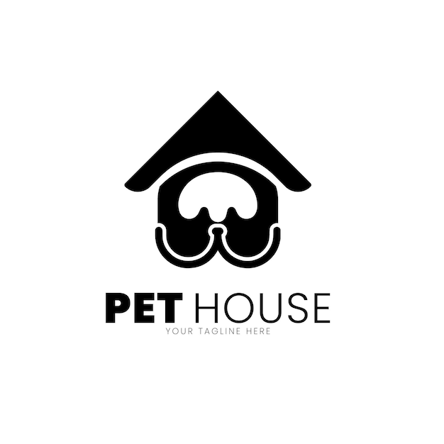 Dierenverzorgingslogo met neussymbolen. huisdier huis logo. honden huis. vector logo sjabloon voor dierenverzorgingscentrum