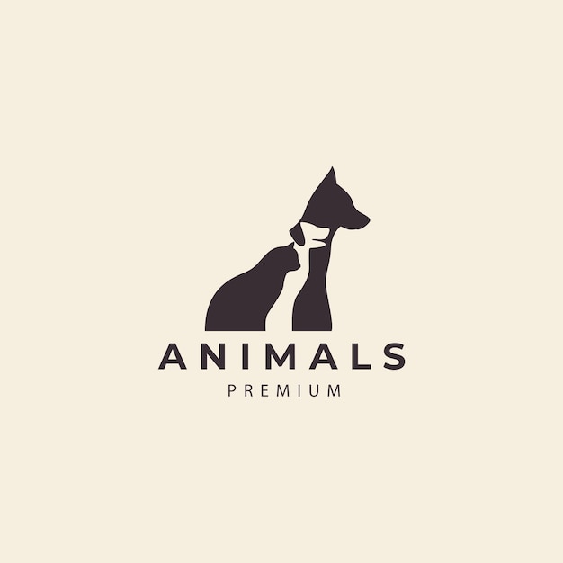 Dierenwinkel hond en kat logo vector pictogram symbool illustratie ontwerp