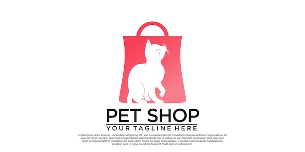 Dierenwinkel logo-ontwerp met creatieve unieke stijl Premium Vector