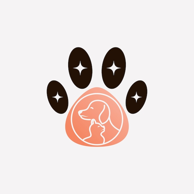 Dierenwinkel logo ontwerp met hond kat pictogram logo en creatief element concept