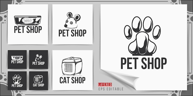 Dierenwinkel logo ontwerp vectorillustratie geïsoleerd op een witte achtergrond