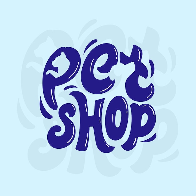 Dierenwinkel woordmerk logo aangepaste typografie met negatief ruimteconcept