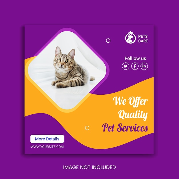 Dierenwinkelpromotie sociale media instagram postbannersjabloon premium vector