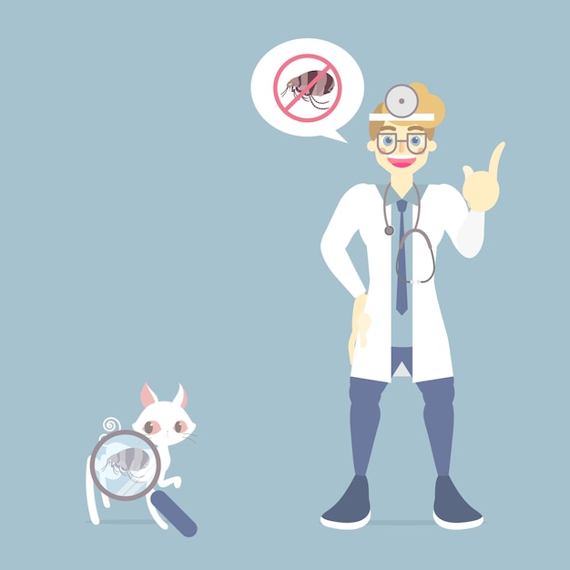 Vector diergeneeskunde gezondheidszorg met arts en kat