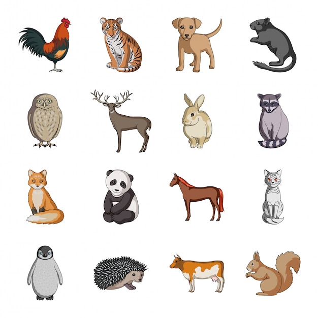 Vector dierlijk cartoon ingesteld pictogram. geïsoleerde cartoon ingesteld pictogram dierentuin en boerderij. dier .