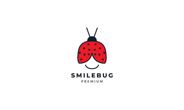 Dierlijk insect bug glimlach gezicht logo vector pictogram illustratie ontwerp
