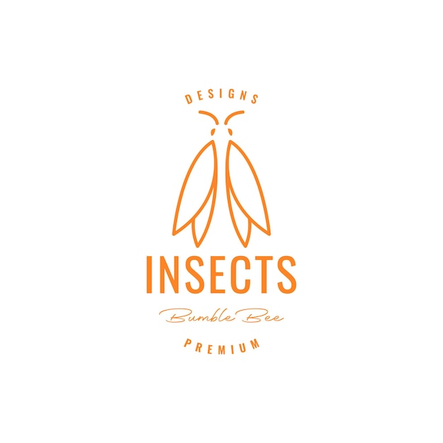 Dierlijk insect hommel vleugels kunst lijn hipster logo ontwerp pictogram vectorillustratie