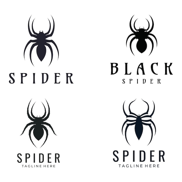 Dierlijke arachnida spin of tarantula logo silhouet vector ontwerpsjabloon