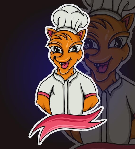 Dierlijke chef-kok mascotte logo karakter