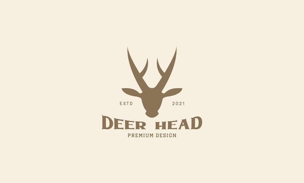Dierlijke hoofd herten eenvoudig met lange hoorn logo vector pictogram symbool ontwerp grafische afbeelding