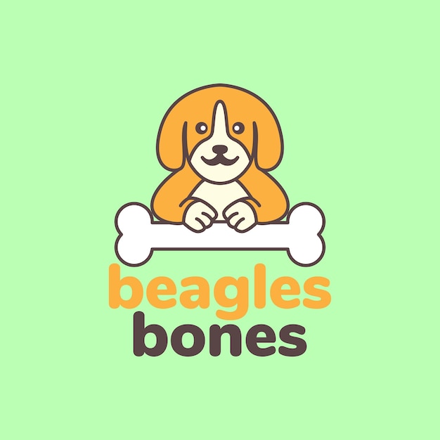 Dierlijke huisdieren hond beagle botten kleurrijke mascotte cartoon moderne logo ontwerp vector