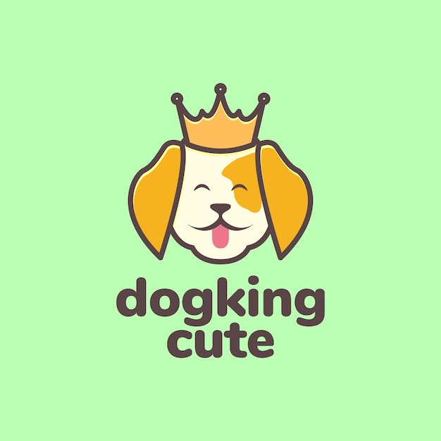 Dierlijke huisdieren hond kroon koning mascotte schattig cartoon logo ontwerp vector