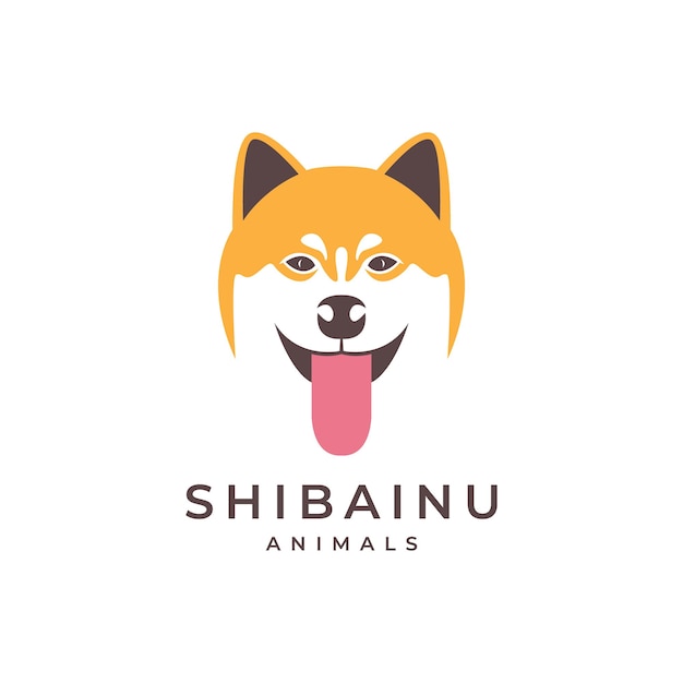 Dierlijke huisdieren hond shiba inu hoofd mascotte kleurrijke logo ontwerp vector