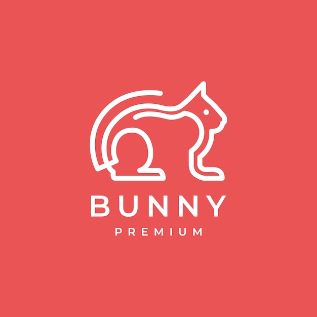 Dierlijke huisdieren konijn haas bunny geometrische moderne lijn eenvoudige minimale logo ontwerp vector