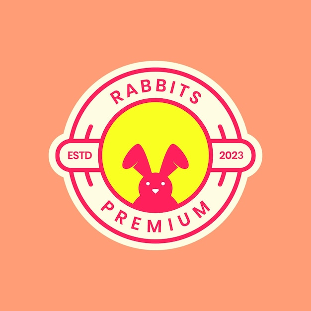 Dierlijke huisdieren konijn haas bunny mascotte schattig cirkel badge eenvoudig logo ontwerp vector