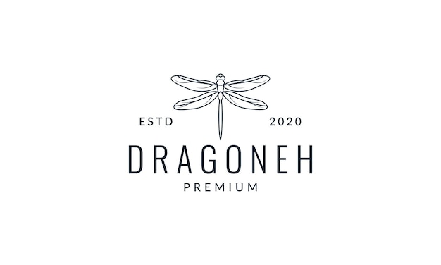 Dierlijke insecten libellen moderne lijn silhouet logo vector pictogram illustratie ontwerp