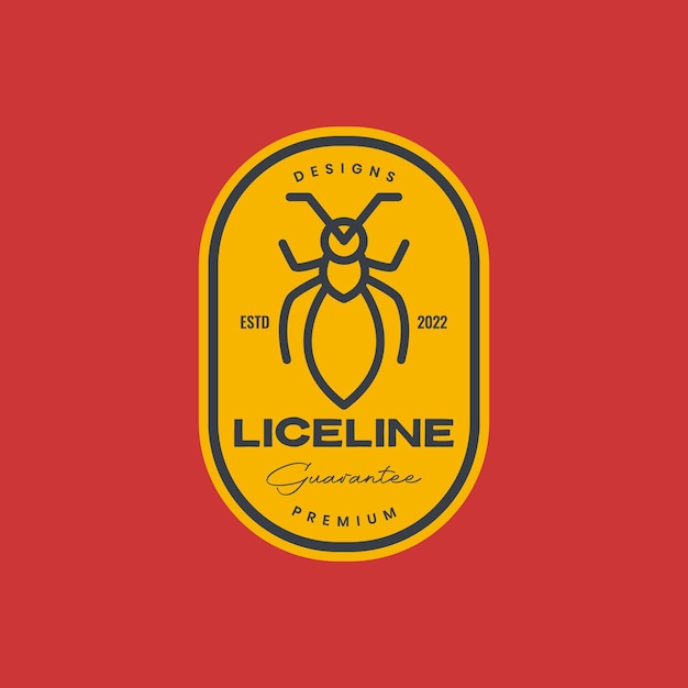 Dierlijke insectenluizen lijn minimale badge vintage logo ontwerp vector