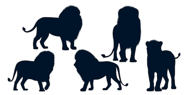 Dierlijke leeuw silhouetten vector kunst