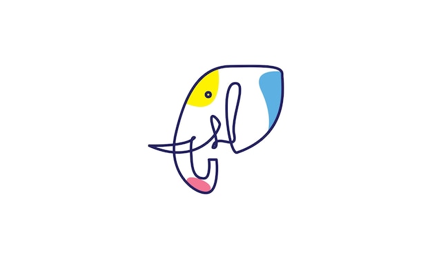 Dierlijke olifant met lijn kunst moderne kleurrijke logo ontwerp vector pictogram symbool illustratie