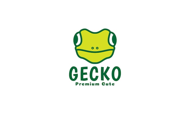 Dierlijke schattige hoofd gekko groen logo vector symbool pictogram ontwerp illustratie