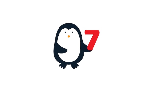 Dierlijke vogelpinguïn schattig met zeven vectorlogo