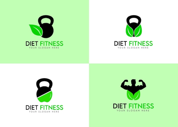 Vettore modello di logo fitness dietetico