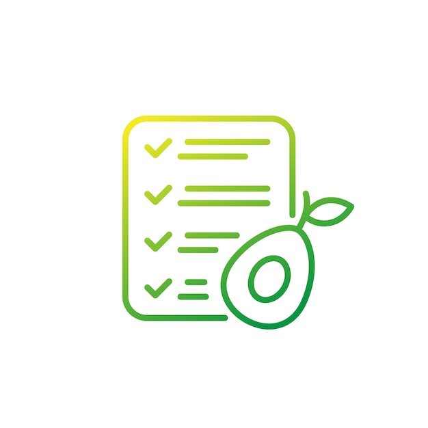Vector diet plan line icon with avocado