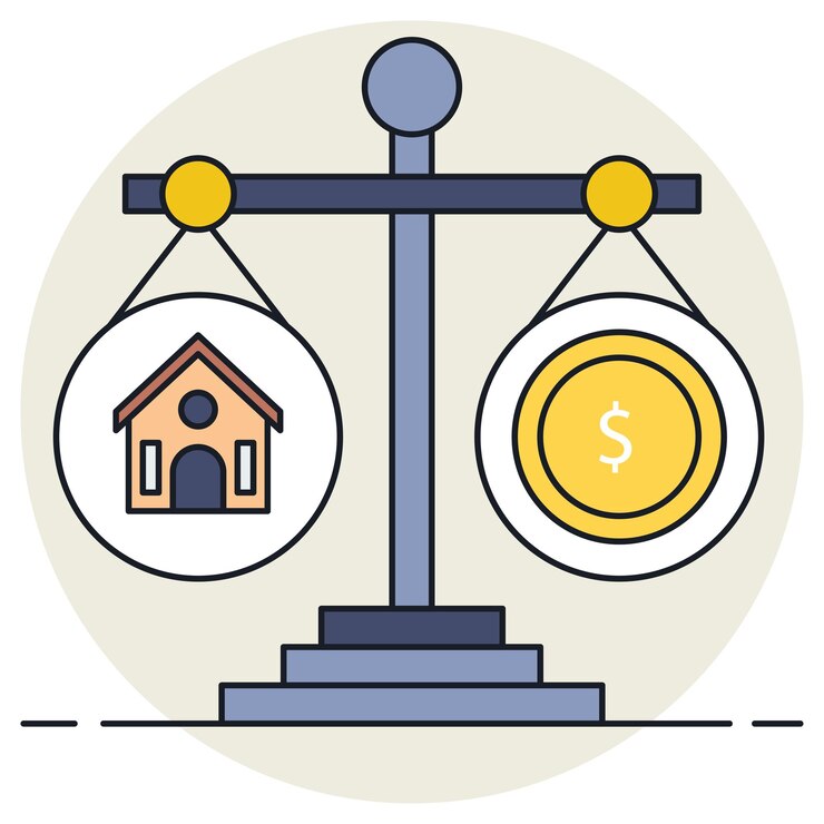Vector difference between cash vs mortgage vector urban and suburban house real estate and property loan