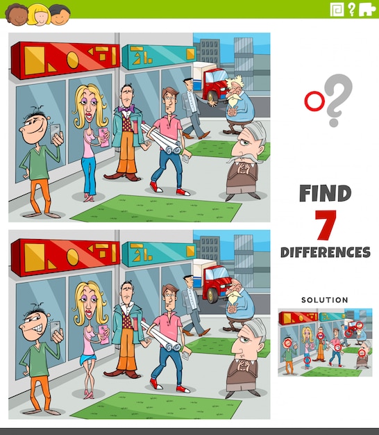 Differences educational game with cartoon people group