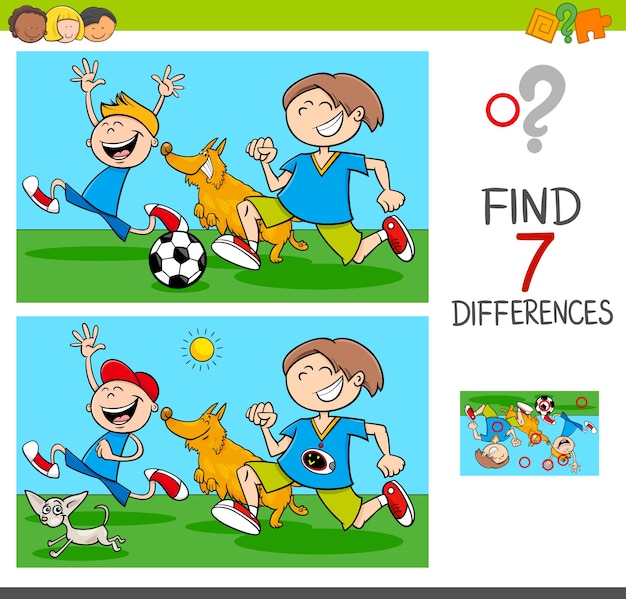 differences game with boys and dogs