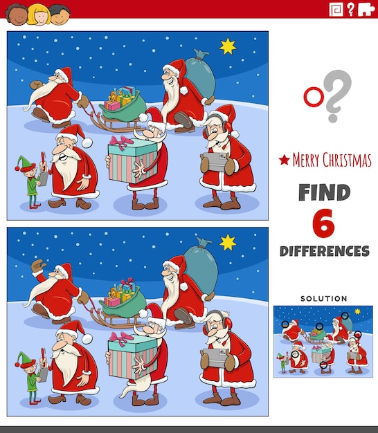 Differences game with Santa Clauses characters