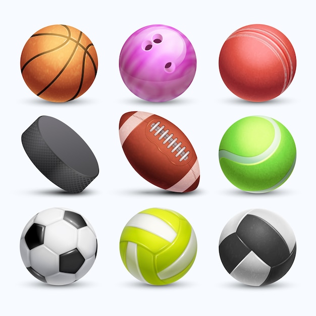 Vettore raccolta differente di vettore delle palle di sport 3d isolata