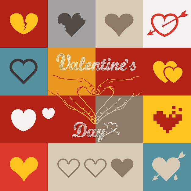 Vector different abstract heart icons collection valentine greeting card